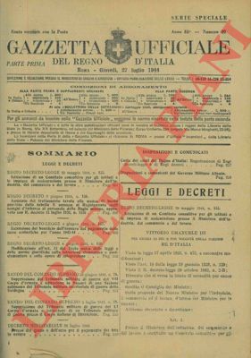- - Raccolta delle Disposizioni Legislative pubblicate nel 2 semestre dell'anno 1944. Serie Speciale.