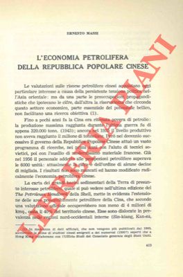 MASSI Ernesto - - L'economia petrolifera della Repubblica Popolare Cinese.
