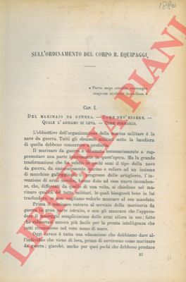 CAPASSO Vincenzo - - Sull'ordinamento del corpo R. Equipaggi.