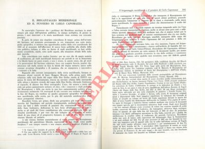 DE TIBERIIS Giuseppe F. - - Il brigantaggio meridionale ed il pensiero di Carlo Capomazza.