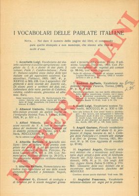 (PRATI A.) - - Vocabolari delle parlate italiane.