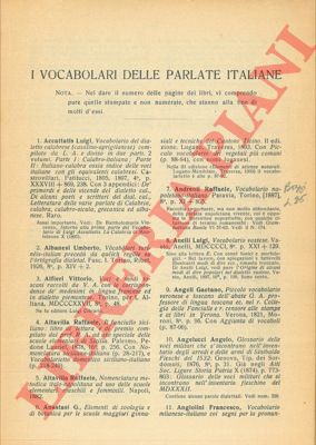 (PRATI A.) - - Vocabolari delle parlate italiane.