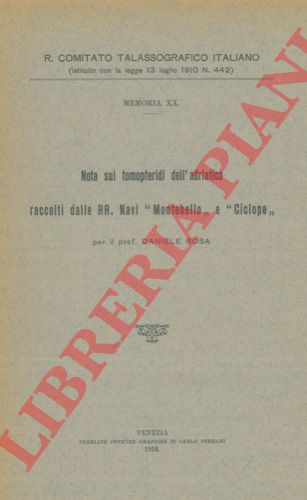 ROSA Daniele - - Nota sui tomopteridi dell'Adriatico raccolti dalle R.R. navi 