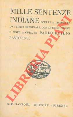 (PAVOLINI Paolo Emilio) - - Mille sentenze indiane.
