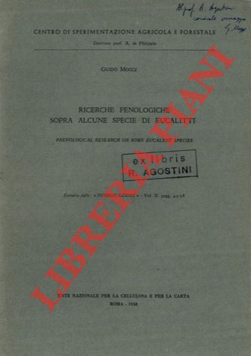 MOGGI Guido - - Ricerche fenologiche sopra alcune specie di eucalitti.