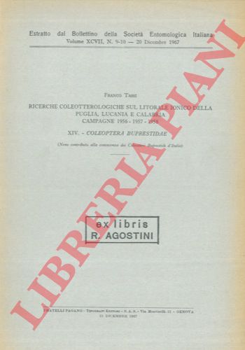 Tassi Franco - - Ricerche coleotterologiche sul litorale ionico della Puglia, Lucania e calabria.