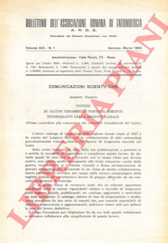 PARENTI Alberto - - Notizie su alcuni Cerambicidi particolarmente interessanti della regione laziale.
