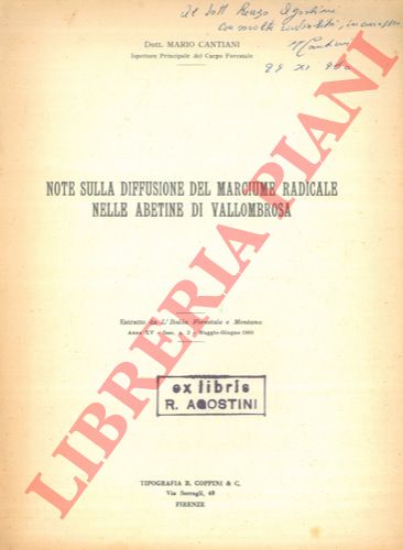 CANTIANI Mario - - Note sulla diffusione del marciume radicale nelle abetine di Vallombrosa.