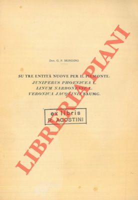 MONDINO Gian Paolo - - Su tre entit nuove per il Piemonte: Juniperus phoenicea L. Linum narbonense L. Veronica jacquinii Baumg.