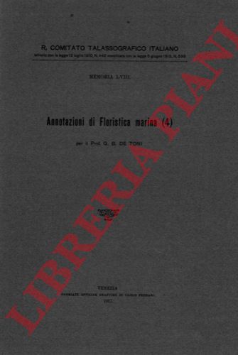 DE TONI G.B. - - Annotazioni di floristica marina (4).