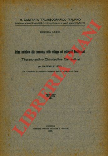 ISSEL Raffaele - - Primo contributo alla conoscenza dello sviluppo nei cefalopodi mediterranei (Thysanotheutis - Chiroteuthis - Galiteuthis).