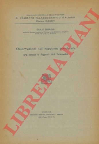 BINAGHI Giulio - - Osservazioni sul rapporto ponderale tra soma e fegato nei Teleostei.
