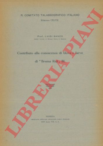 SANZO Luigi - - Contributo alla conoscenza di uova e larve di 
