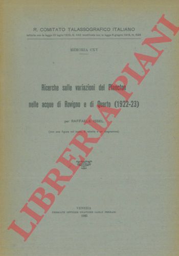 ISSEL Raffaele - - Ricerche sulle variazioni del plancton nelle acque di Rovigno e di Quarto (1922-23).