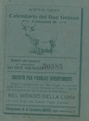 - - Calendario del bue grasso. Anno 1909.