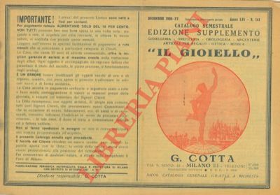 G. Cotta. Milano - - Il gioiello. Catalogo gioielleria, oreficeria, orologeria, argenterie, ottica, musica, articoli per regalo.