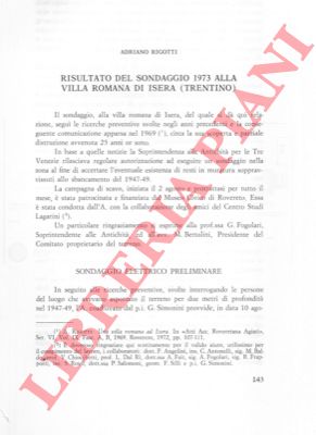RIGOTTI Adriano - - Risultato del sondaggio 1973 alla villa romana di Isera (Trentino).