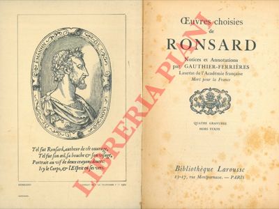 RONSARD - - Oeuvres choisies. Notices et annotations par Gauthier-Ferrieres.