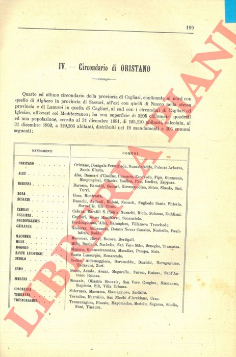 STRAFFORELLO Gustavo - - Circondario di Oristano.