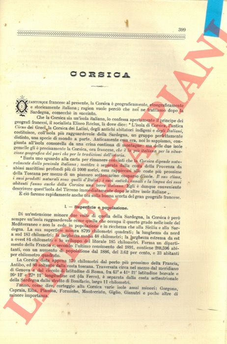 STRAFFORELLO Gustavo - - Corsica. 