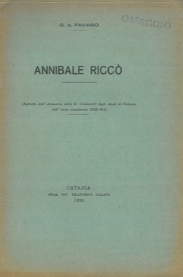 FAVARO G. A. - - Annibale Ricc.
