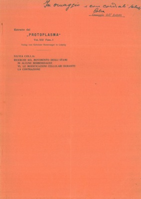 COLLA Silvia - - Ricerche sul movimento degli stami in alcune Berberidacee. VI. Le modificazioni cellulari durante la contrazione.