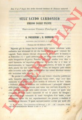 PASSERINI G. - GIORGINI G. - - Sull'acido carbonico emesso dalle piante.