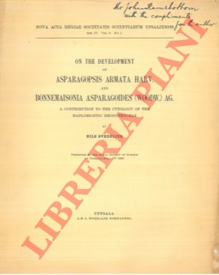 SVEDELIUS Nils - - On the development of Asparagopsis armata Harv. And Bonnemaisonia asparagoides (Woodw. ) Ag. A Contribution to the citology of the Haplobiontic Rhodophyceae.