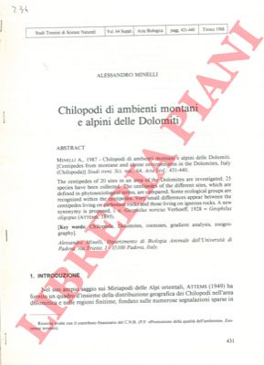 MINELLI Alessandro - - Chilopodi di ambienti montani e alpini delle Dolomiti.