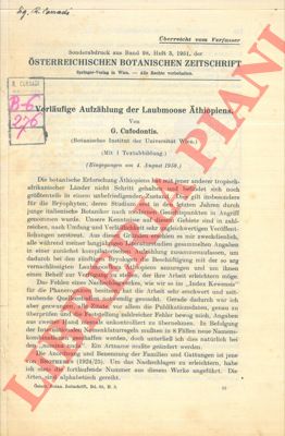 CUFODONTIS G. - - Vorlaufige Aufzahlung der Laubmoose Athiopiens.