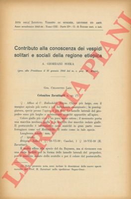 GIORDANI SOIKA A. - - Contributo alla conoscenza dei vespidi solitari e sociali della regione etiopica.