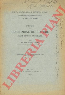 PAVARINO G. L. - - Intorno alla produzione del calore nelle piante ammalate.