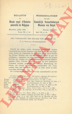 SCHILDER F. A. - - Die Cypraeacea des Eocaen von Belgien.