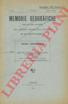 GIOVANNOZZI Ugo - - Studio sulla distribuzione delle masse montuose nell'Appennino Centrale.