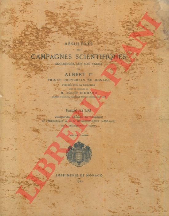 MALAQUIN A. - CARIN F. - - Tomoptrides provenant des Campagnes de l'Hirondelle et de la Princesse-Alice (1888-1910). Fasc. LXI.