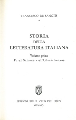 DE SANCTIS Francesco - - Storia della letteratura italiana.