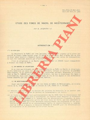 JACQUOTTE R. - - Etude des fonds de Maerl de Mediterrane.
