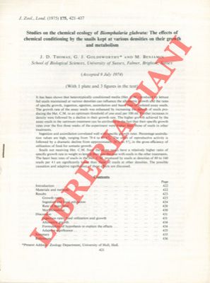 THOMAS J.D. - GOLDSWORTHY G.J. - BENJAMIN M. - - Studies on the chemical ecology of Biomphalaria glabrata: The effects of chemical conditioning by the snails kept at various densities on their growth and metabolism.