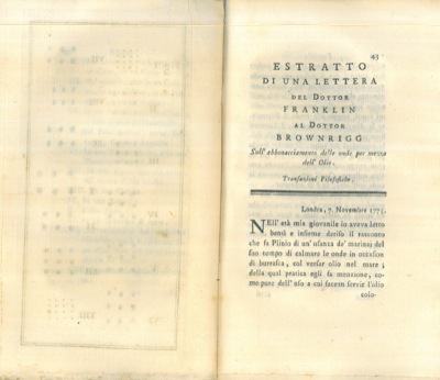 DARWIN D. - - Sperimenti fatti sopra i fluidi animali nel recipiente esausto d'aria.