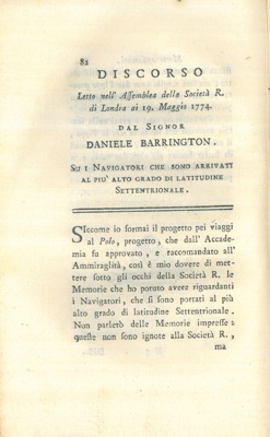 BARRINGTON Daniele - - Su i navigatori che sono arrivati al pi alto grado di latitudine settentrionale.