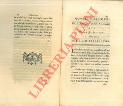 BARRINGTON Daniele - - Novelle pruove che il mare sotto ai Poli  navigabile.