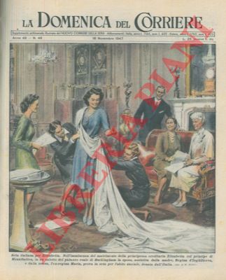 MOLINO W. - - La principessa Elisabetta prova la seta per l'abito nuziale, donata dal governo italiano, in occasione del matrimonio col principe di Mountbatten.