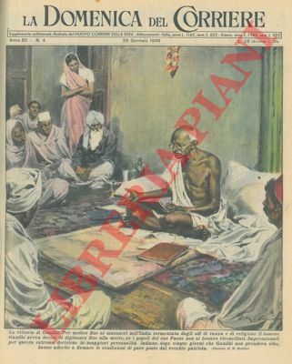 MOLINO W. - - In seguito al digiuno di Gandhi dovuto agli odi di razza e di religione, le maggiori personalit indiane firmano le condizioni di pace poste da esso.
