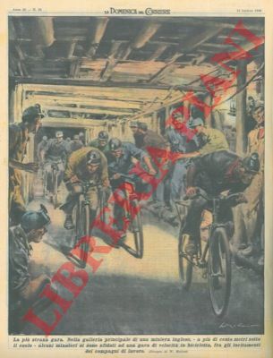 MOLINO W. - - Minatori si sfidano ad una gara di velocit in bicicletta nella galleria principale di una miniera inglese.