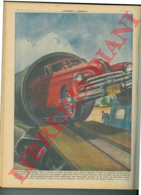MOLINO W. - - Da un grossissimo tubo metallico, una carica esplosiva proietta fuori un'automobile guidata da un uomo.