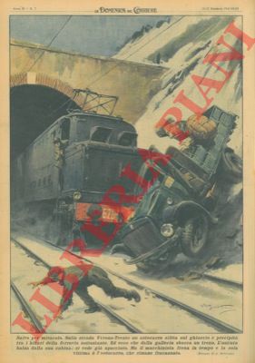 BELTRAME A. - - Sulla strada Verona-Trento un autocarro slitta sul ghiaccio e precipita tra i binari della ferrovia sottostante mentre giunge un treno.