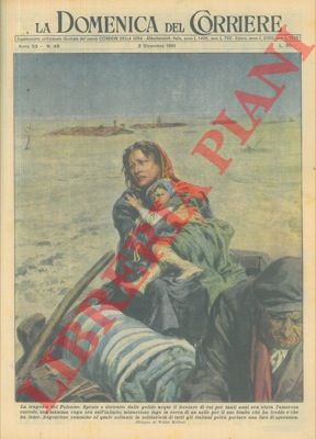 MOLINO W. - - La tragedia del Polesine (donna con bimbo in braccio su barca).