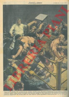DE GASPARI G. - - Al termine di un incontro di pugilato, alcuni tifosi impegnavano una furiosa zuffa con i due lottatori.