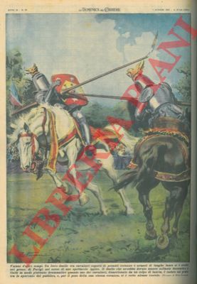 FERRARI R. - - Cavaliere ferito durante un duello tra cavalieri coperti di pesanti corazze e armati di lunghe lance.