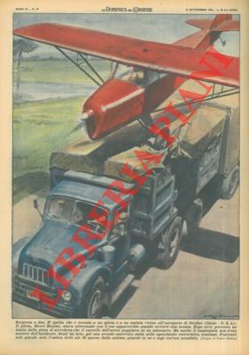 MOLINO W. - - Pilota atterra col suo apparecchio su un autocarro.